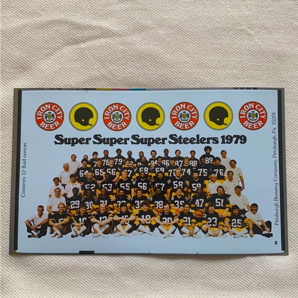 Vintage Pittsburgh Steelers 1979 iron city beer brewery unrolled flat can tin - Picture 1 of 3